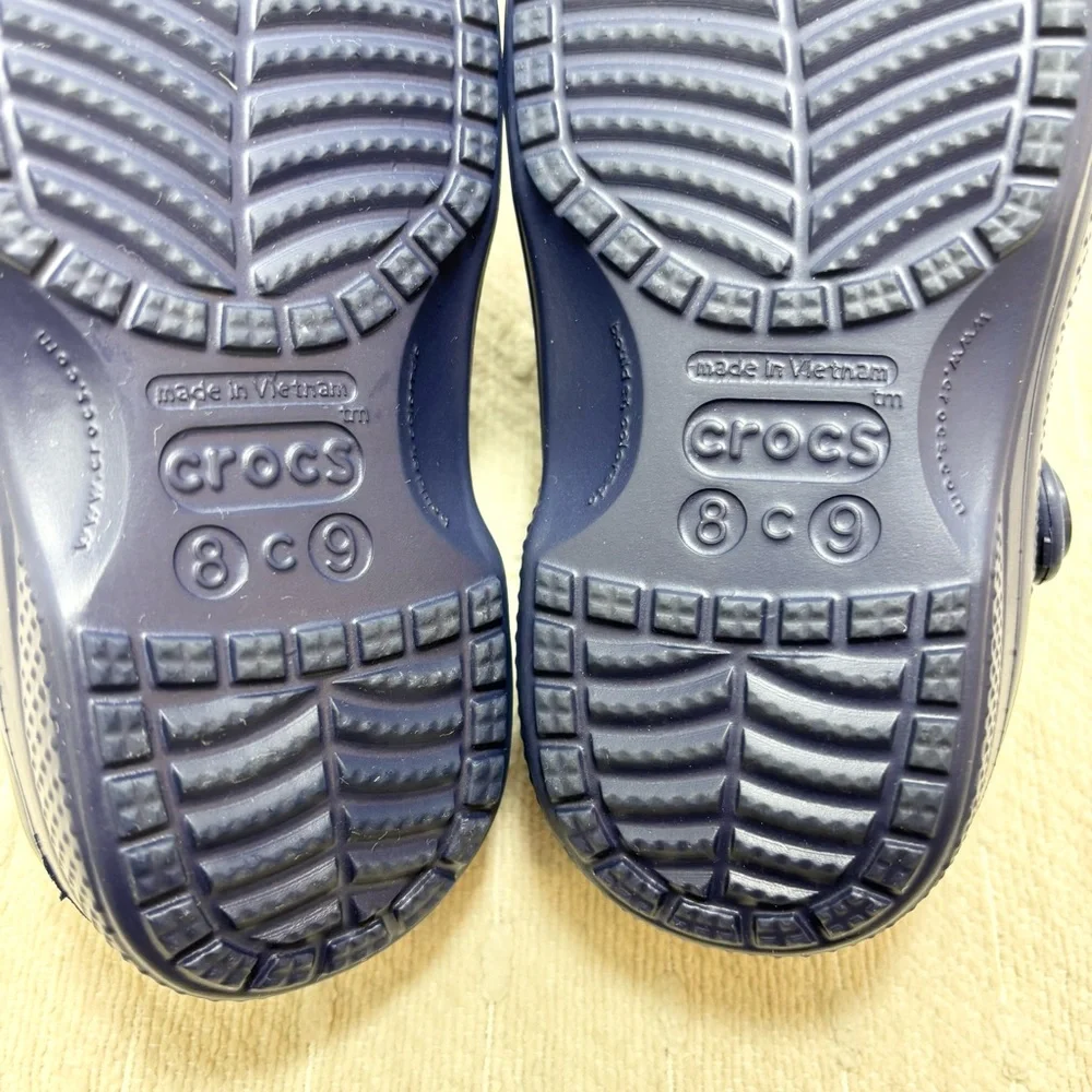 Crocs Kids Navy Blue lined Clogs‎ Size C 8/9